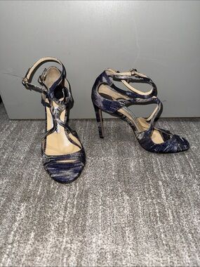 Brand NEW Jimmy Choo Navy denim Metallic Lance Strappy High Heels